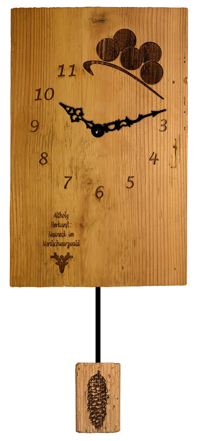 Altholz Wanduhr-Bollenhut