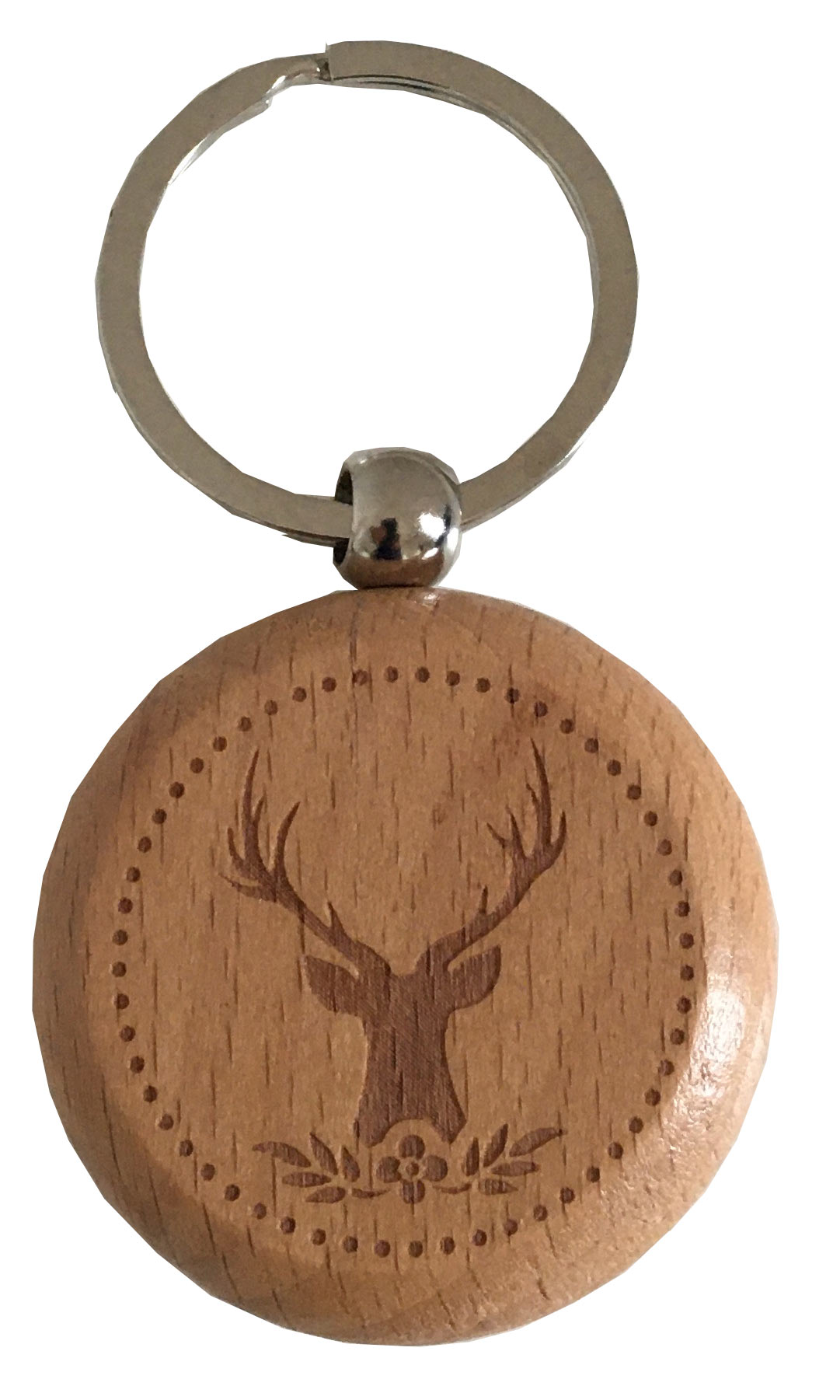 Schlüsselanhänger mit Hirschkopf aus Holz