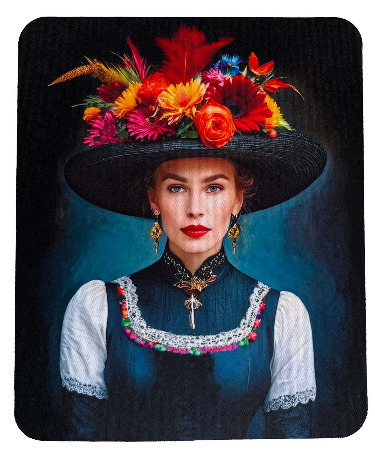 Mousepad Schwarzwald-Mädel mit Blumenhut