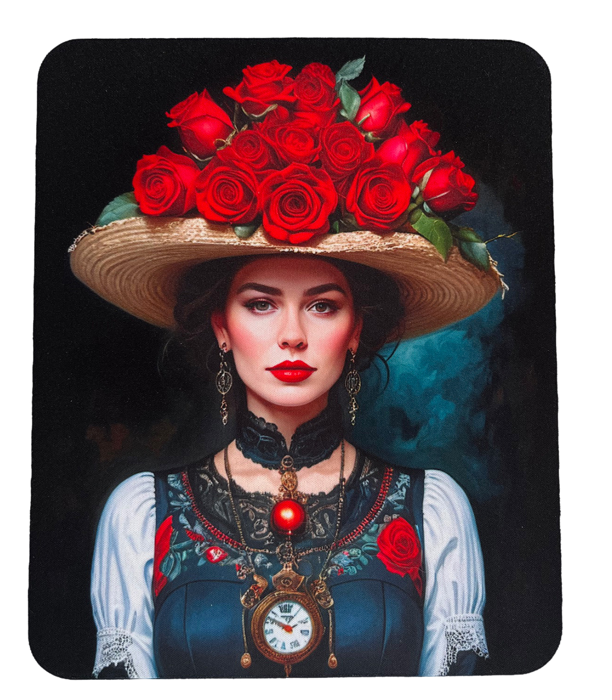 Mousepad Friedrich Hucke Schwarzwald-Mädel mit Rosenhut