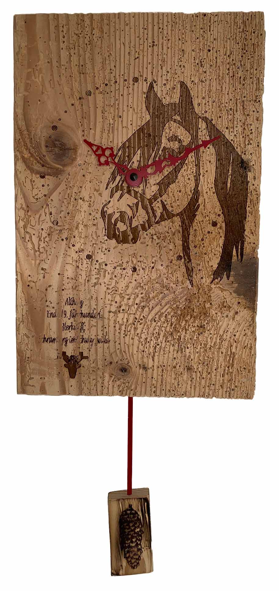 Altholz Wanduhr-Pferd Altholz Wanduhr-Pferd