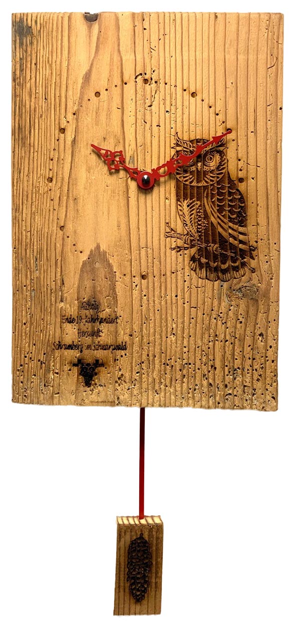 Altholz Wanduhr-Eule Altholz Wanduhr-Eule